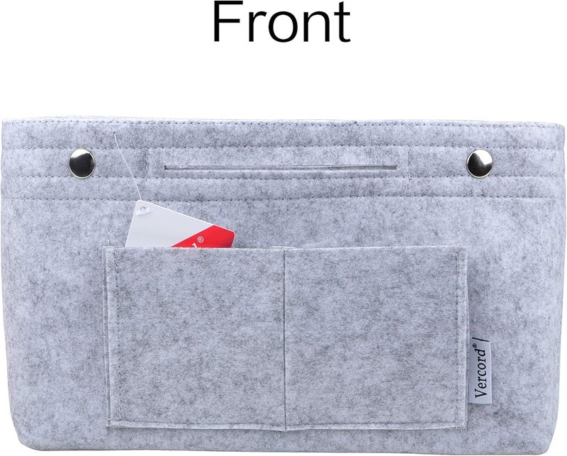 Vercord Felt Purse Tote Organizer Insert Divider Inside Handbag for Women Medium Light Grey - Image 4